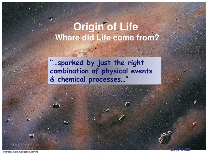 origin of life where did life come from