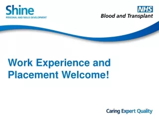 Work Experience and Placement Welcome!