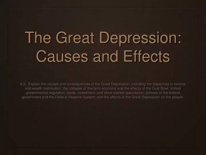 the great depression causes and effects