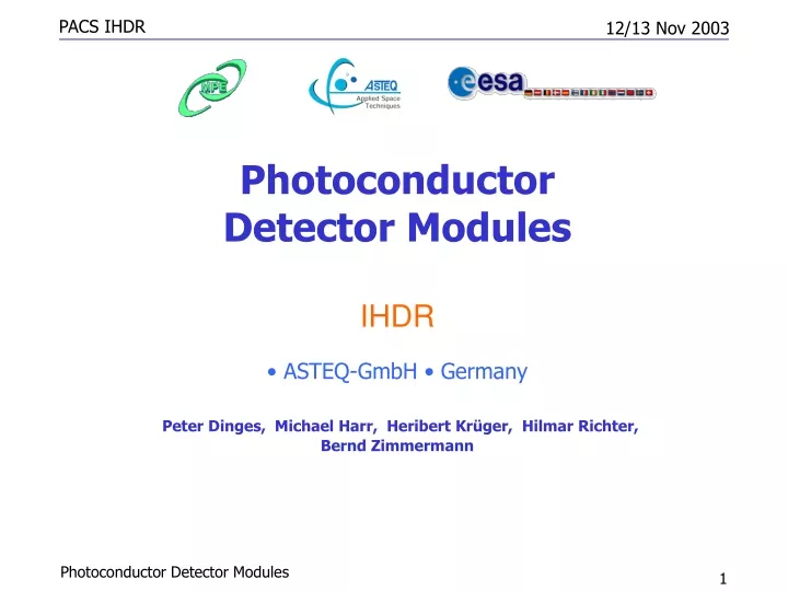 photoconductor detector modules ihdr asteq gmbh