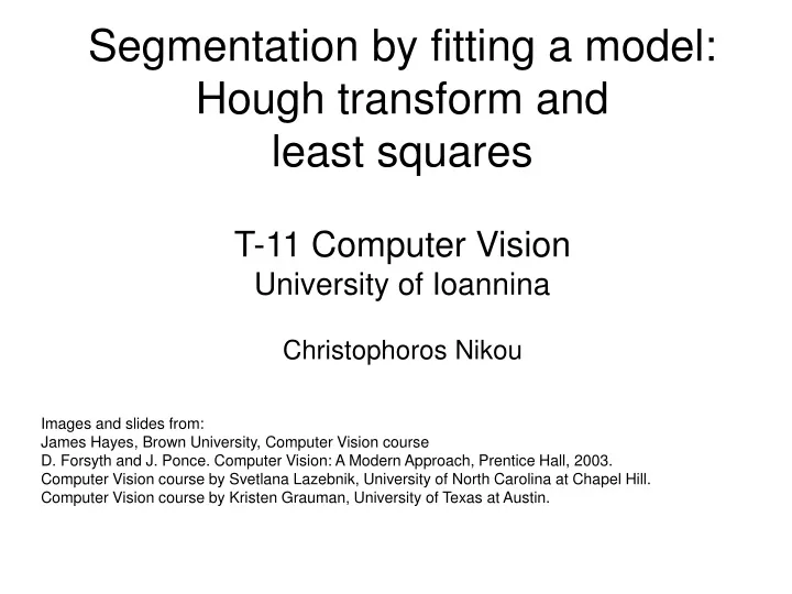 segmentation by fitting a model hough transform