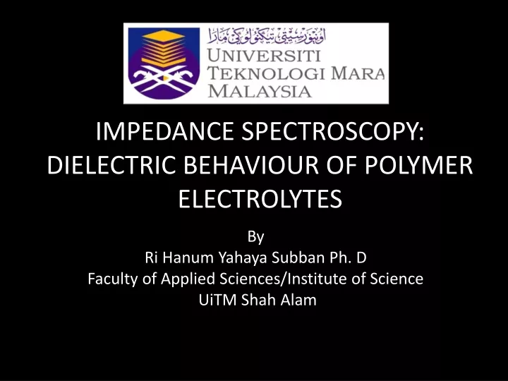 impedance spectroscopy dielectric behaviour of polymer electrolytes