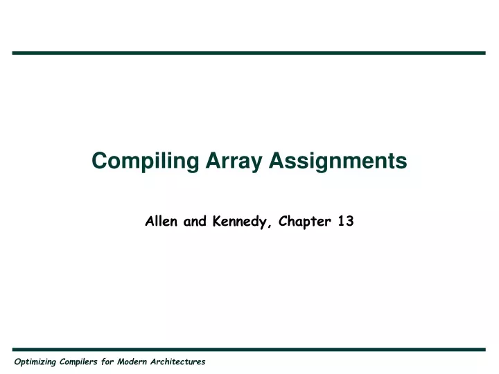compiling array assignments