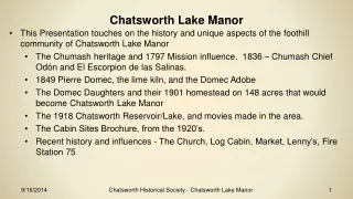 Chatsworth Lake Manor