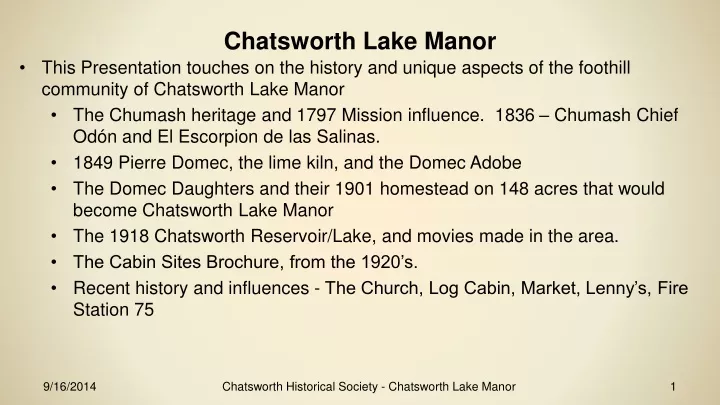 chatsworth lake manor