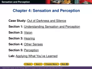 Chapter 4: Sensation and Perception Case Study: Out of Darkness and Silence
