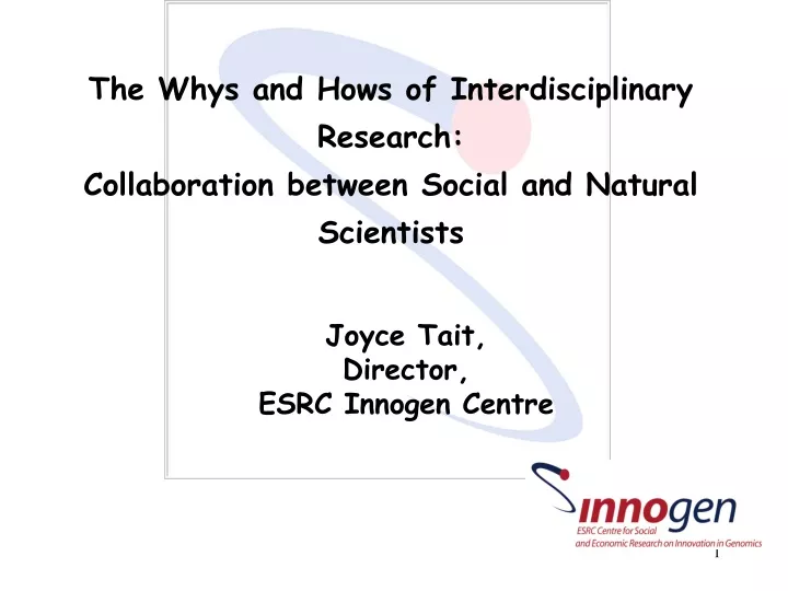 the whys and hows of interdisciplinary research