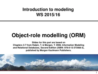 Introduction to modeling WS 2015/16