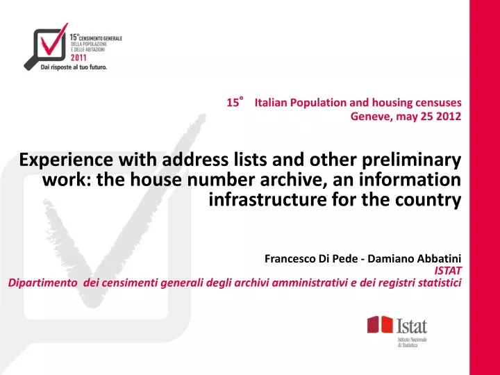 15 italian population and housing censuses geneve may 25 2012