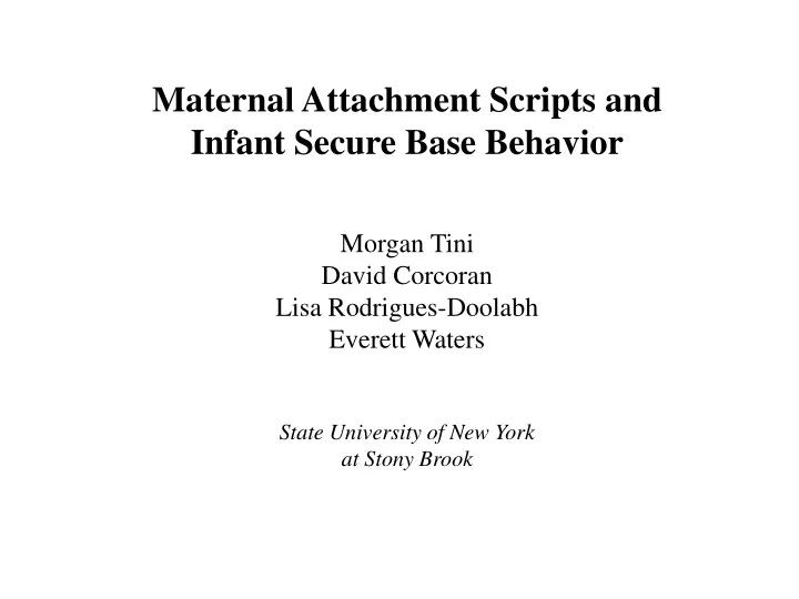 maternal attachment scripts and infant secure