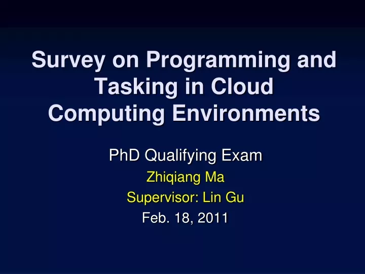 survey on programming and tasking in cloud computing environments