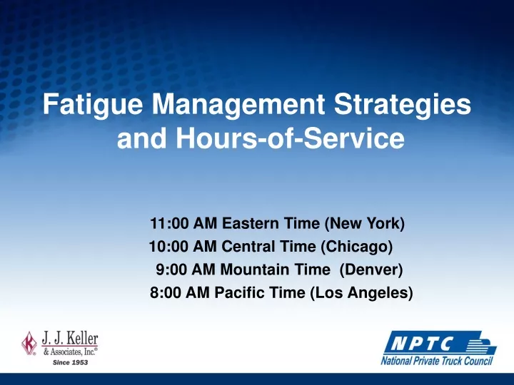 fatigue management strategies and hours of service