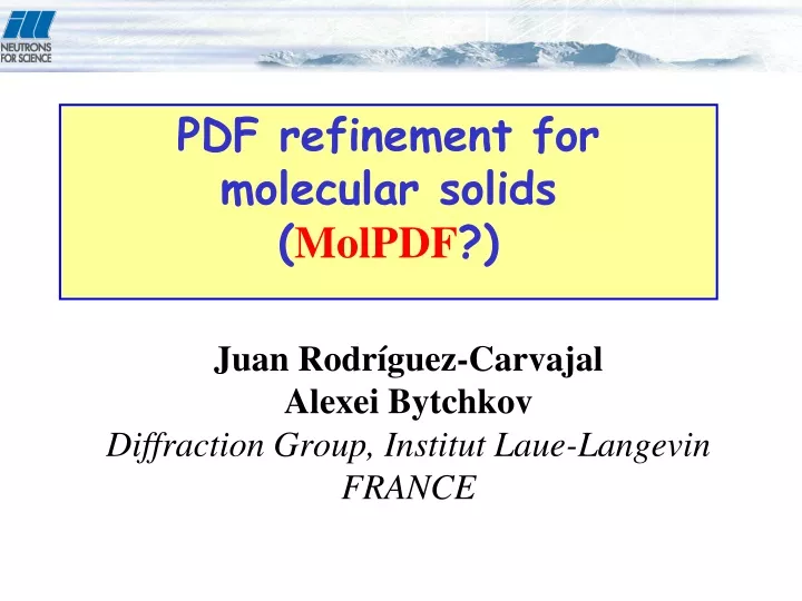 pdf refinement for molecular solids molpdf