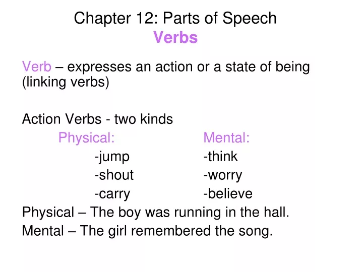 chapter 12 parts of speech verbs