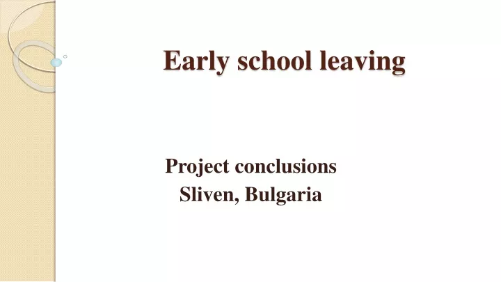 early school leaving