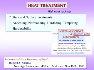 Bulk and Surface Treatments  Annealing, Normalizing, Hardening, Tempering  Hardenability