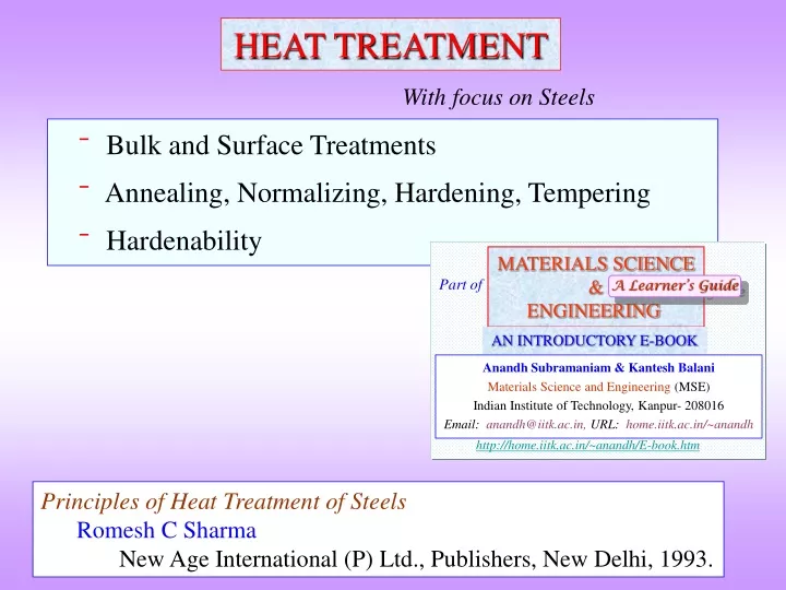 bulk and surface treatments annealing normalizing hardening tempering hardenability