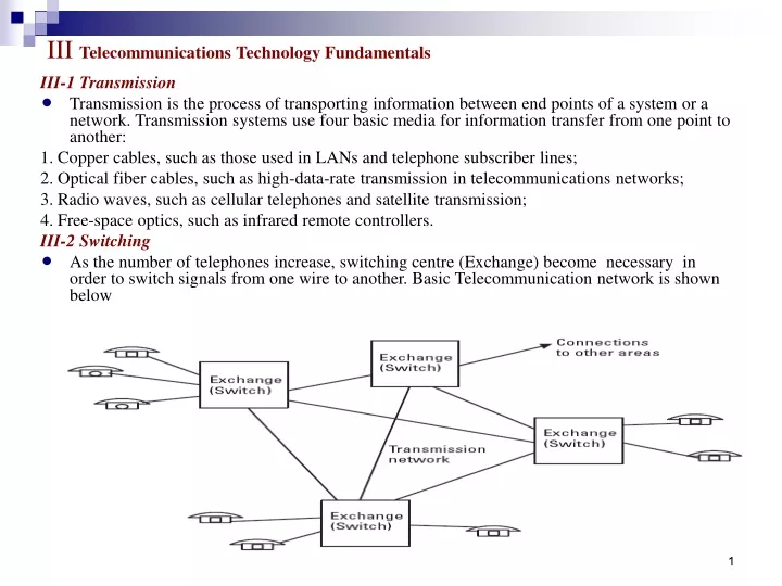 iii telecommunications technology fundamentals