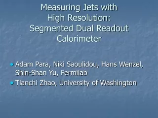 Measuring Jets with  High Resolution: Segmented Dual Readout Calorimeter