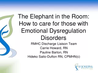 The Elephant in the Room:  How to care for those with Emotional Dysregulation Disorders