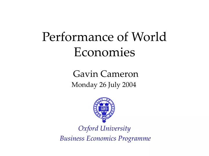 performance of world economies