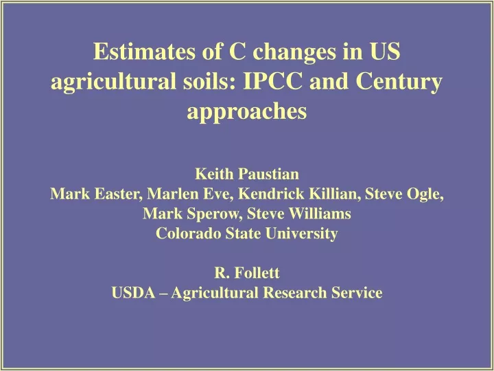 estimates of c changes in us agricultural soils