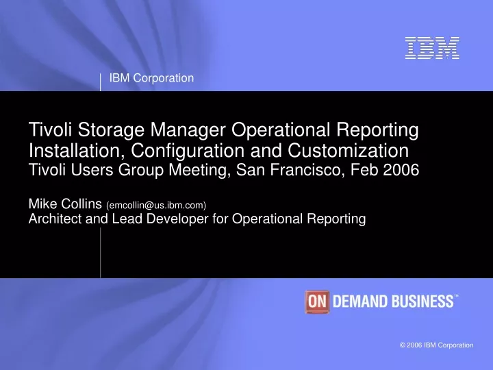 tivoli storage manager operational reporting
