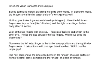 Binocular Vision Concepts and Examples