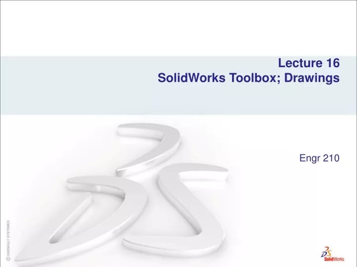 lecture 16 solidworks toolbox drawings