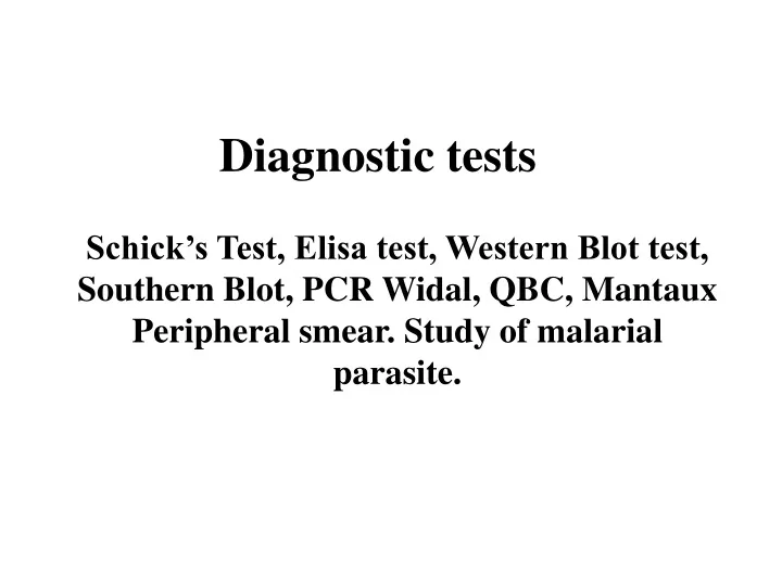 diagnostic tests