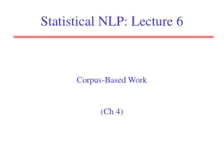 Statistical NLP: Lecture 6