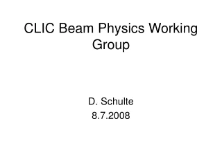 CLIC Beam Physics Working Group