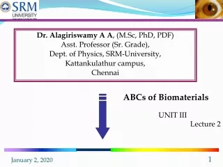 Dr. Alagiriswamy A A , (M.Sc, PhD, PDF) Asst. Professor (Sr. Grade),
