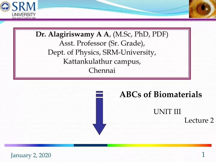 dr alagiriswamy a a m sc phd pdf asst professor