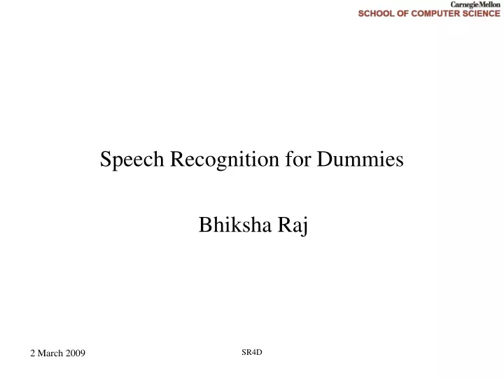 speech recognition for dummies