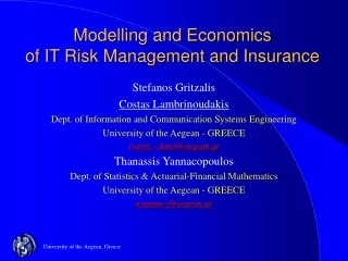Modelling and Economics  of IT Risk Management and Insurance
