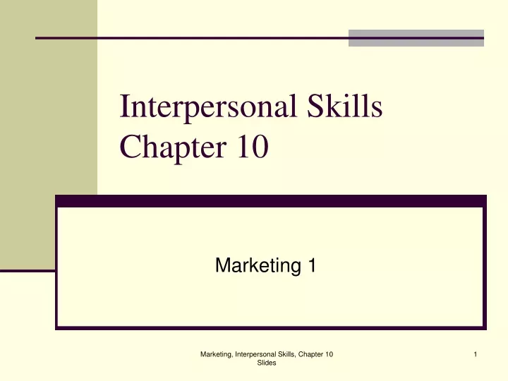interpersonal skills chapter 10