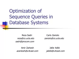Optimization of  Sequence Queries in  Database Systems