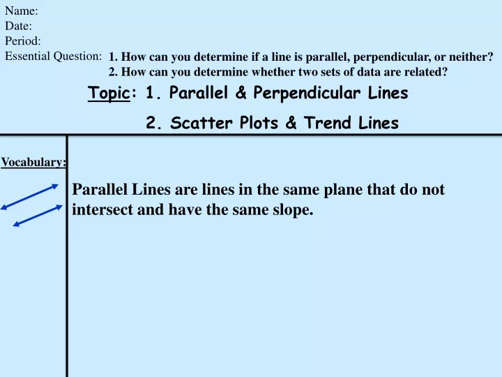 name date period essential question