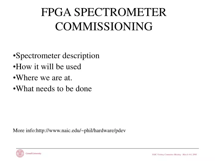 fpga spectrometer commissioning