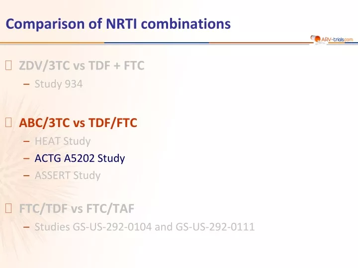 comparison of nrti combinations