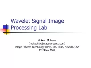 Wavelet Signal Image Processing Lab