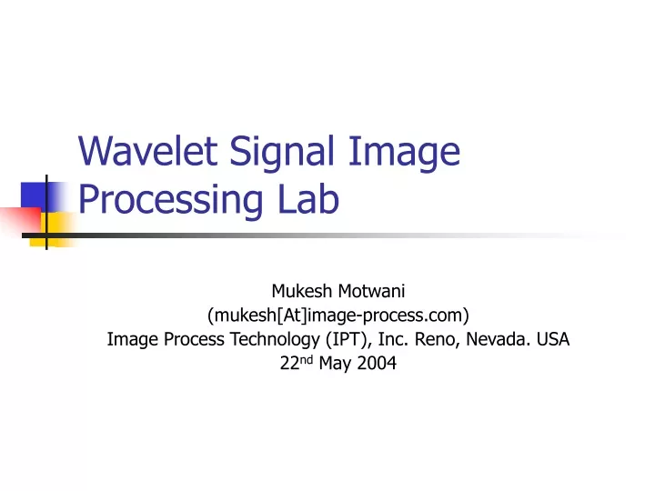 wavelet signal image processing lab
