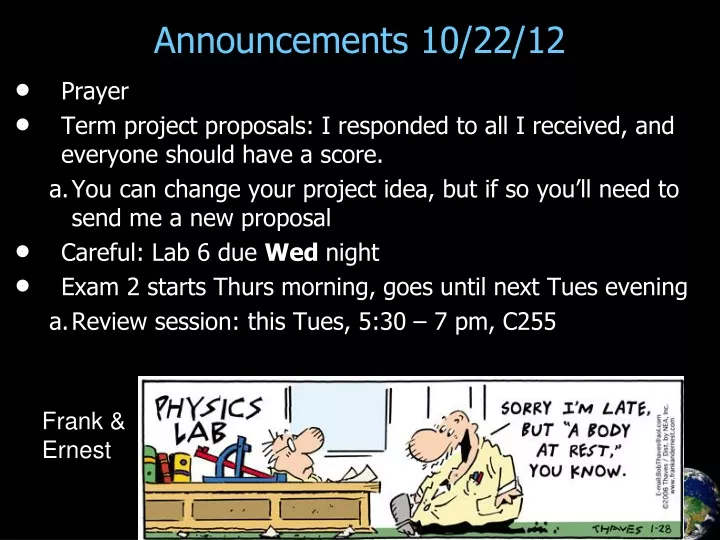 announcements 10 22 12