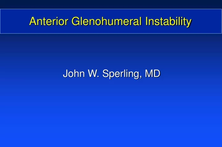 anterior glenohumeral instability