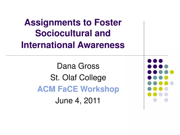 assignments to foster sociocultural and international awareness
