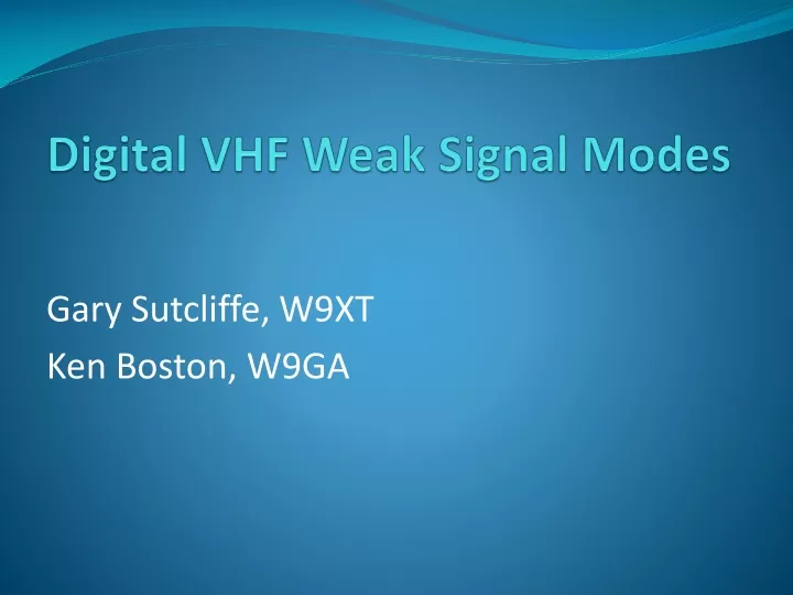 digital vhf weak signal modes