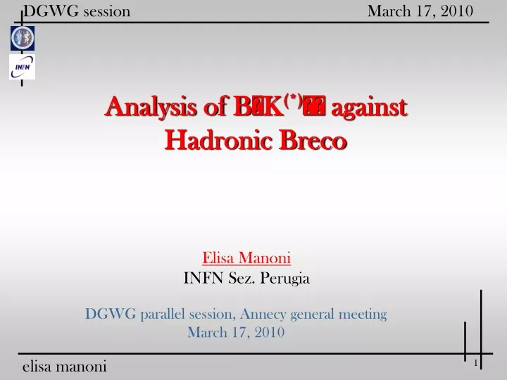 analysis of b k against hadronic breco