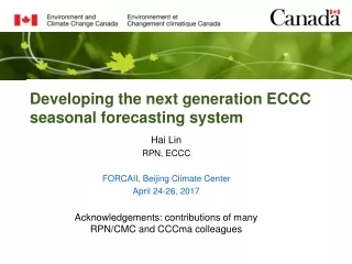 Developing the next generation ECCC seasonal forecasting system