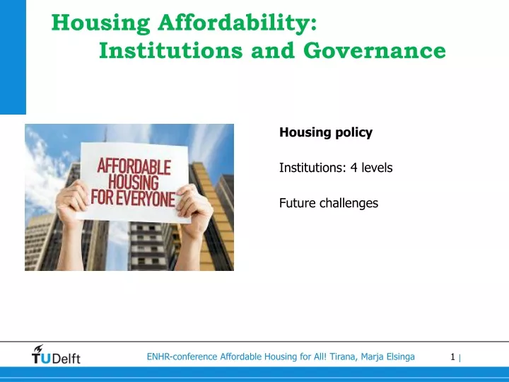 housing affordability institutions and governance